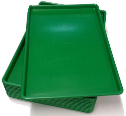 (12) One Dozen 18&#034; x 26&#034; x 1&#034;  GREEN PLASTIC  PLATTER TRAY USDA Approved Pan