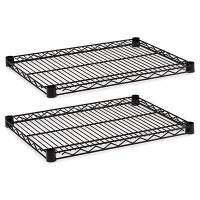 Industrial Wire Shelving Extra Wire Shelves, 24w x 18d, Black, 2 Shelves/Carton