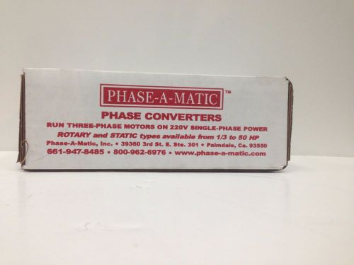 PHASE-A-MATIC PAM-600HD 3 to 5 HP HEAVY DUTY (NEW) STATIC PHASE CONVERTER