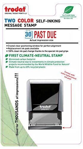 Trodat 2-Color Self-inking Stock Stamp - PAST DUE - Red/Blue Ink