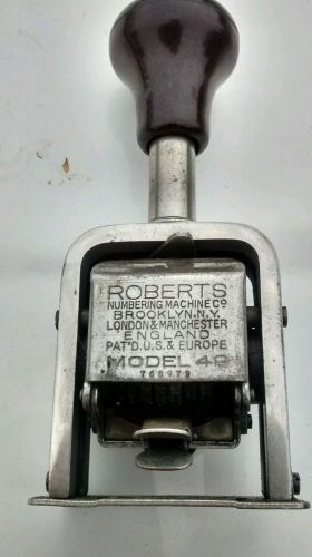 Vintage ROBERTS hand stamp numbering machine model 49