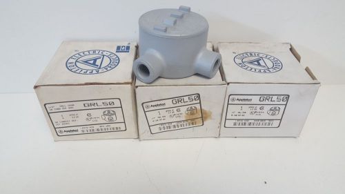 LOT OF (3) NEW OLD STOCK! APPLETON MALLEABLE IRON CONDUIT BOXES GRL50
