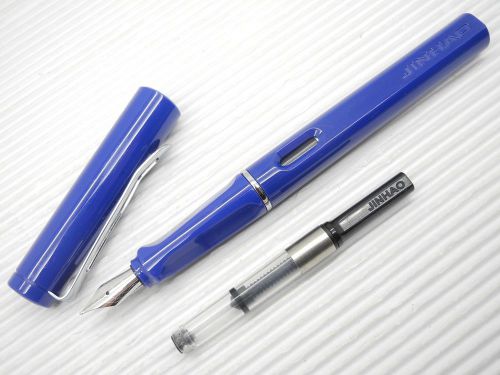 Jinhao 599B Medium Fine Nib Fountain Pen w/ Ink Converter +5 Black Cartridges, L