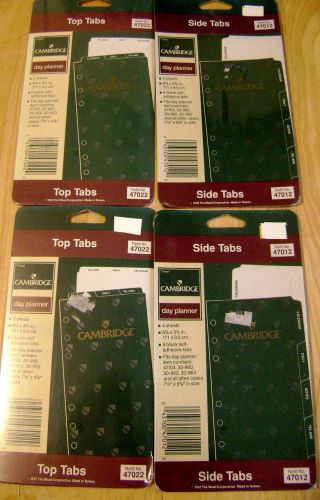Cambridge day planner side tabs refill lot 16 sheets 24 blank tabs 47022 47102 for sale