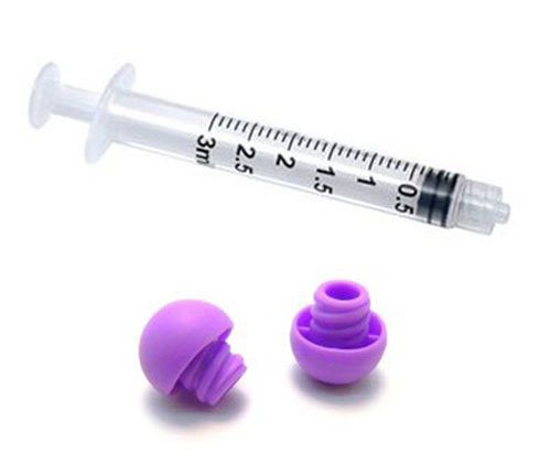 3ml lock luer syringes with caps - 50 white syringes 50 purple caps (no needles) for sale