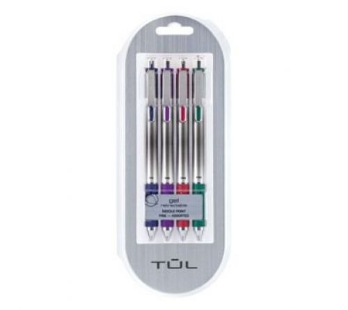 TUL GL1 Gel Pen - 4 Pack, Retractable, Needle Point, Fine 0.5mm, Assorted Ink