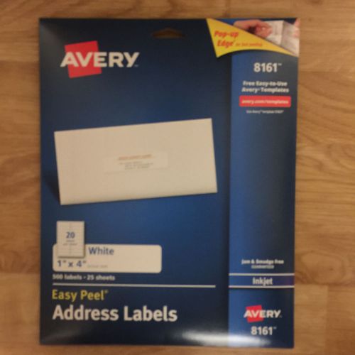 Avery easy peel white address labels for inkjet printers 8161, 1”x4”, 500/pk new for sale
