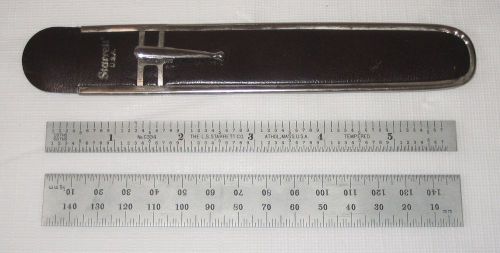 VINTAGE STARRETT No. C635E &amp; No. C334 6&#034; Tempered Steel Rulers + Pocket Sleeve