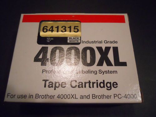 BROTHER 4000XL BLACK ON WHITE 1/4&#034; (6 mm) LABEL TAPE
