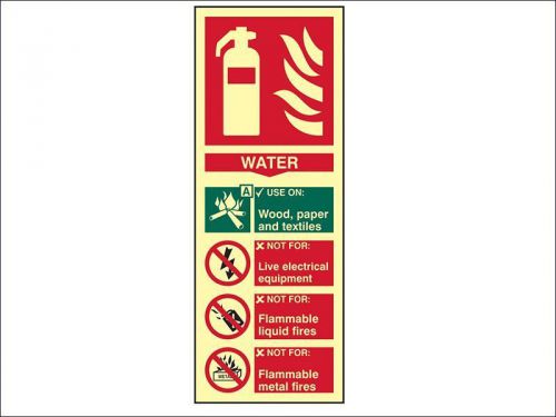 Scan - fire extinguisher composite water - photoluminescent 75 x 200mm for sale