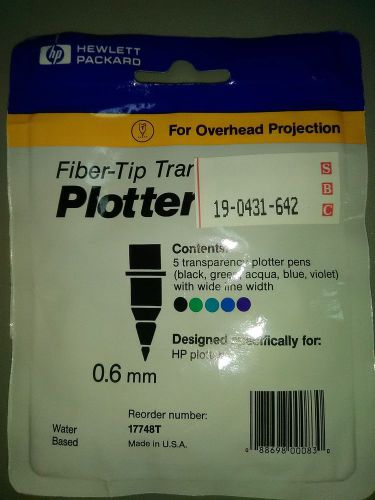 Fiber tip transparency plotter pens .6mm - 5-pack colors for overhead projectors for sale