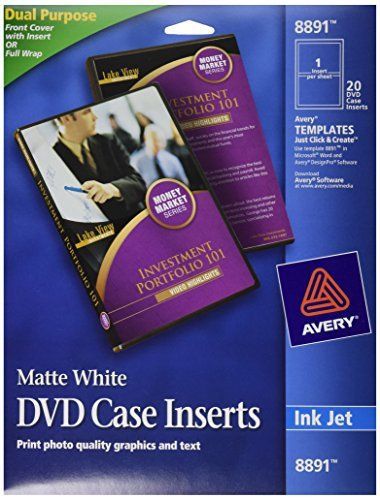 Avery DVD Case Inserts, Matte White, 20 Inserts 8891