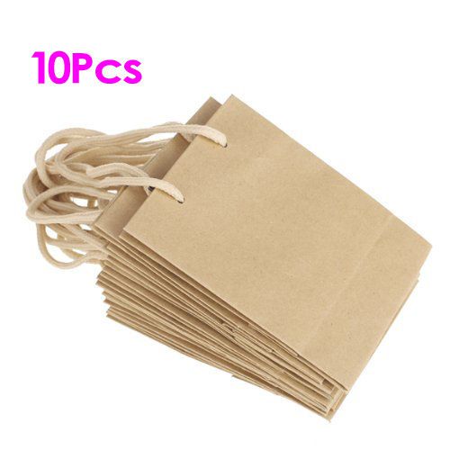 10pcs Paper Gift Jewelry Party Bag Food Carrier Bags - Brown DT