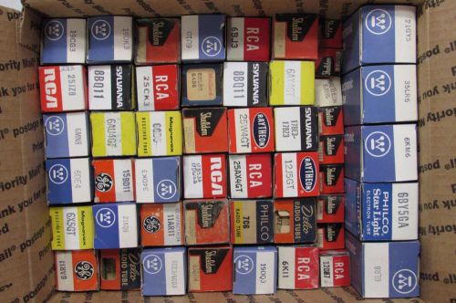 LOT of 50 Vtg Assorted Tubes New in Boxes Electron Radio TV Receiver Bulb Vacuum