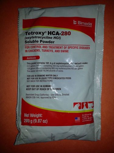 Tetroxy HCA-280 Water Medication Chickens Turkeys Swine 280g EXP 06/19