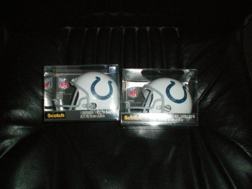 2 NFL Helmet Tape Dispenser Indianapolis Colts Plus 1 Roll Tape 3/4&#034; X 350&#034;