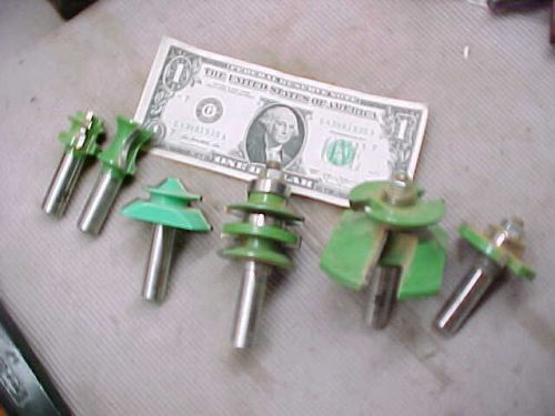 6 USED SHAPER/ROUTER BITS 1/2&#034; SHANKS sold as found