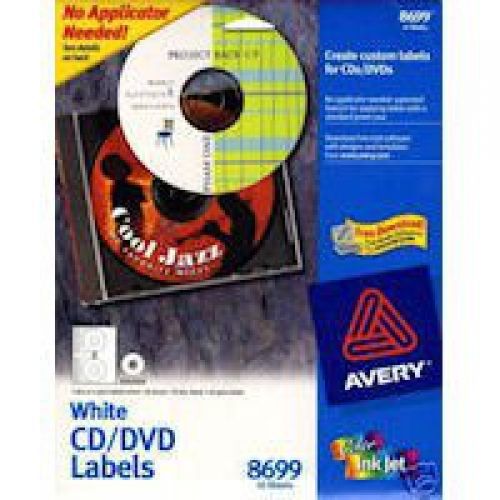 Avery  matte white cd labels for inkjet printers, 20 face labels and 40 spine for sale