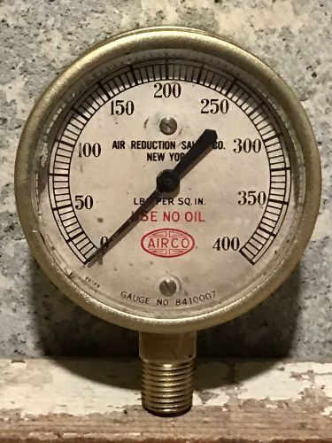 1940s vintage all brass pressure gauge, thick beveled glass steampunk industrial for sale