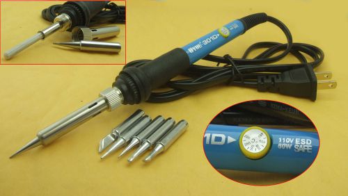 110V 60W Adjustable Electric Temperature Gun Welding Soldering Iron Tool (5Tips)