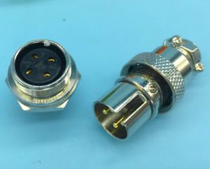 2 Pair Reverse Aviation Plug 4 Pins Gold plated pin Panel Connector 16mm GX16-4