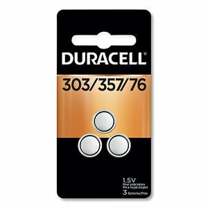 Duracell Button Cell Battery, 303/357, 1.5v, 3/Pack 24000885 DU303/357-3PK  - 1