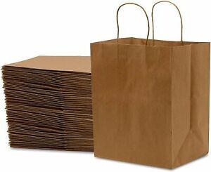 Brown Paper Bags with Handles €“ 10x6.75x12 - Paper Shopping Bags, Bulk Gift...