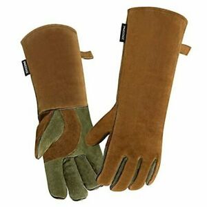 Welding Gloves Heat Resistant Cowhide 662  Leather Forge Mig 16 Inches Khaki