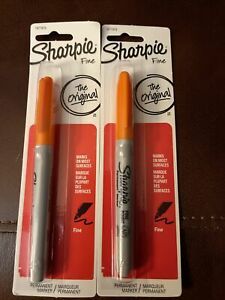 New !! Lot Of 2 Orange Sharpies Never Used New Orange Sharpies