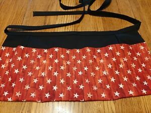 WAITRESS APRON 3 POCKETS PATRIOTIC RED AND WHITE STARS