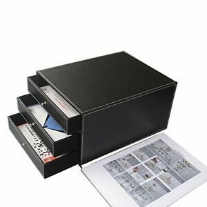 3-rawer 3-Layer Wood Structure Leatheresk Filing Cabinet File/ocument D Black