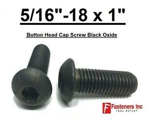 5/16-18 x 1&#034; Button Head Cap Screws Allen / Hex Drive Black Oxide Alloy Steel