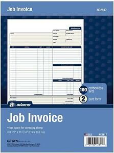 Job Invoice Forms 2-Part Carbonless For Service Repair Billing 100 Individual