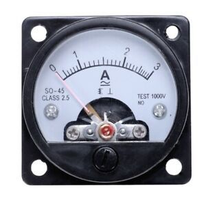 AC 0-3A Round Analog Panel Meter Current Measu Ammeter Gauge Black X4C5