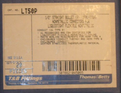 20x New LT50P 1/2&#034; Liquid Tight Connector-Straight Male QTY 20 Thomas &amp; Betts