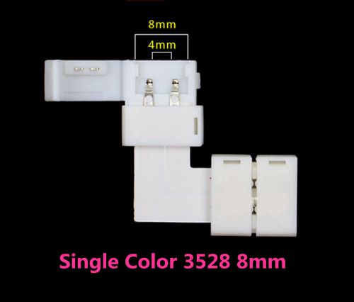 5PCS 2-PIN 8mm L Style Single Color 3528 LED Strip Weldless Connector
