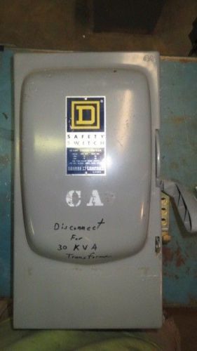 Square d 60 amp 600 volt fused safety switch (3 x 35 amp fuses) h-362 for sale