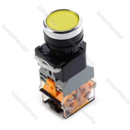 Yellow Push Button Switch Locking With AC380V Indicator Lamp 22mm NO NC 380V 10A
