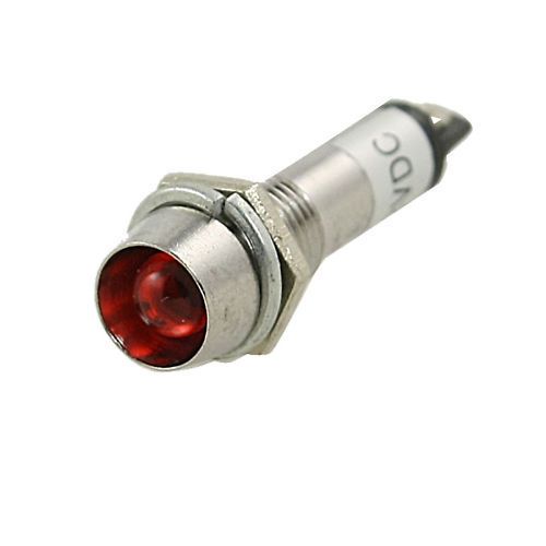 Red LED 8mm DC12V Panel Indicator Power Signal Light Metal Shell XD8-1
