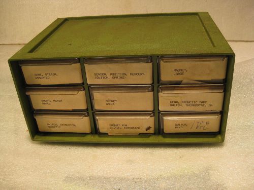 Storage Box 9 drawer bay with Magnets Mercury Switches Strain Guage more