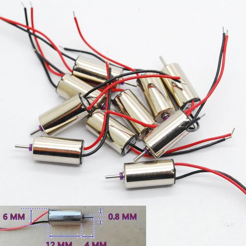 10pcs 3.6V dc 6x12mm Coreless DC Motor 43200RPM high speed for helicopter toy