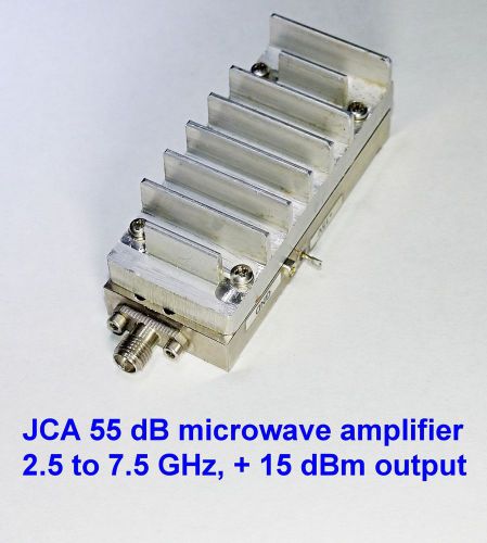 2.5 to 7.5 50 dB gain microwave amplifier. +15  dBm out. Tested and guaranteed.