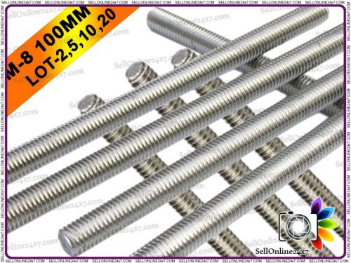Brand New (Size-M-12) A2 Steel Stainless Threaded Steel Bar 100mm - 2, 5 &amp; 10