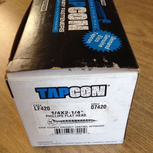 Tapcon masonry fasteners 1/4&#034; x 2-1/4&#034; phillips flat head concrete screws 100ct. for sale