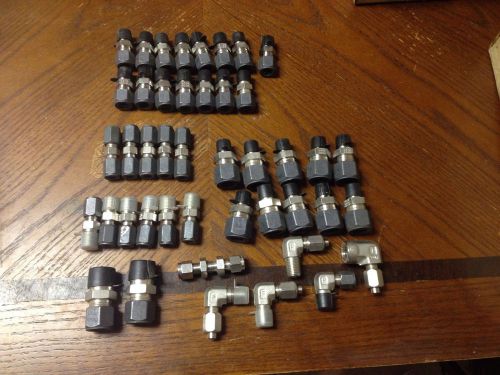 Parker Stainless Compression Fittings Lot 1/2&#034;, 3/8&#034;, 1/4&#034;   44 Pieces!!!