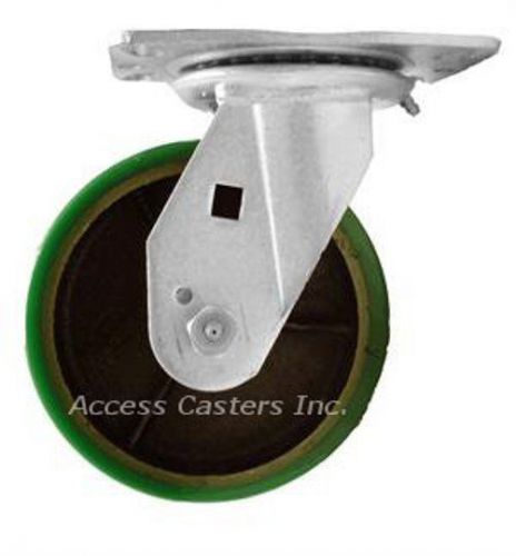 5PLPCS 5&#034; x 2&#034; Swivel Plate Caster, Poly on Cast Iron Wheel, 1100 lbs Capacity