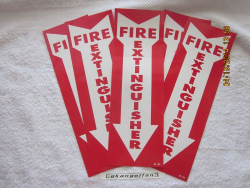 (LOT OF 5) SELF-ADHESIVE VINYL &#034;FIRE EXTINGUISHER ARROW&#034; SIGN&#039;S...4&#034; X 12&#034; NEW
