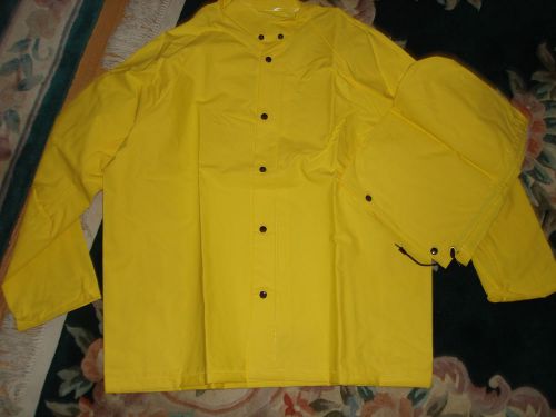 NEW LACROSSE RAINFAIR SAFETY PRODUCTS YELLOW RAIN JACKET WITH HOOD SIZE LARGE