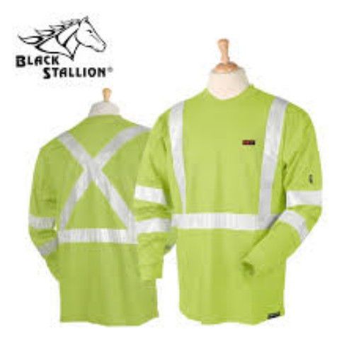Black Stallion FR Cotton T-Shirt - Limited Wash Lime Green Long Sleeve -2X
