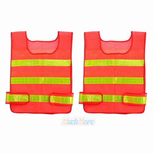 2x Red High Visibility Safety Vest Reflective Safety Vest Traffic Cycling Vest